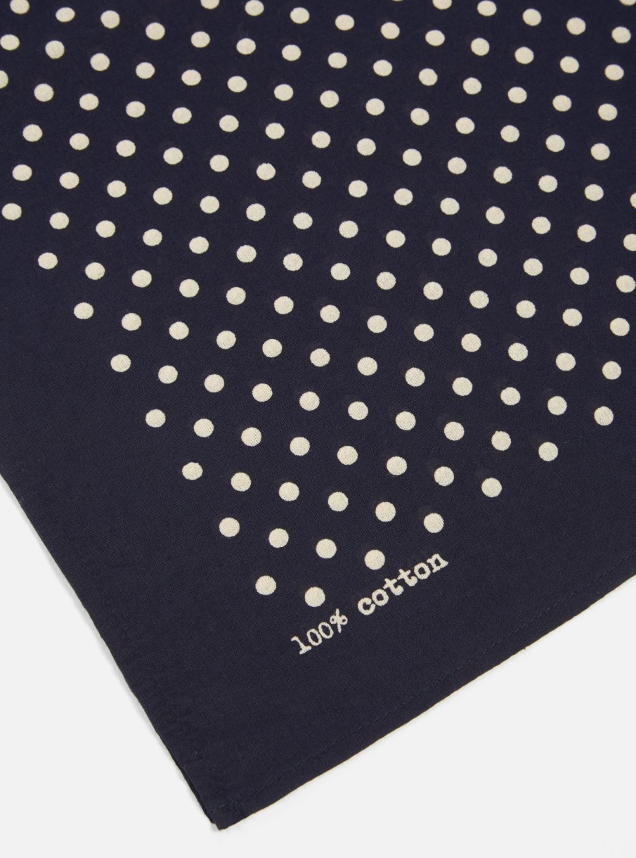 Clearance Universal Works Universal Works Pocket Square In Navy Classic Dot