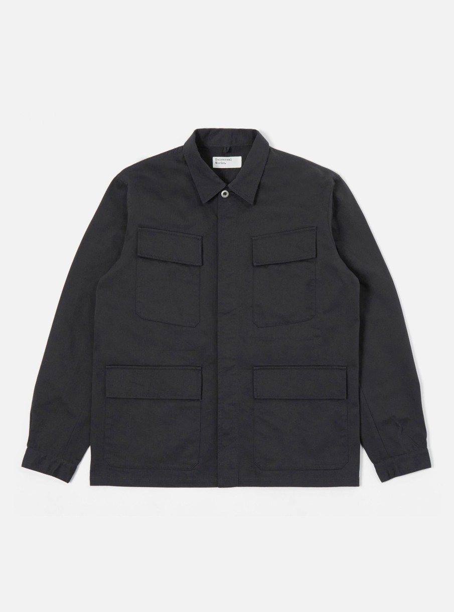 Online Universal Works Universal Works Mw Fatigue Jacket In Black Twill