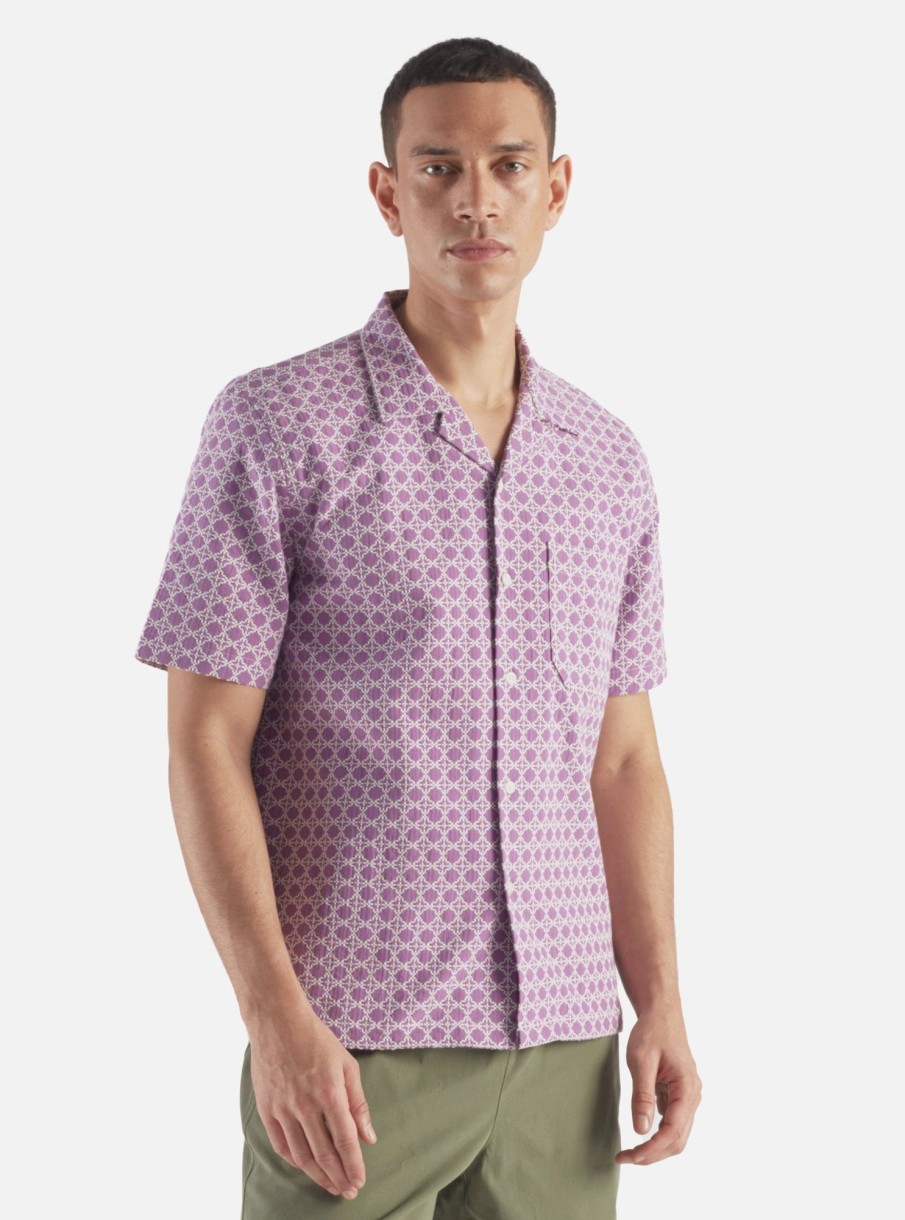 Clearance Universal Works Universal Works Road Shirt In Lilac Tile 2 Cotton