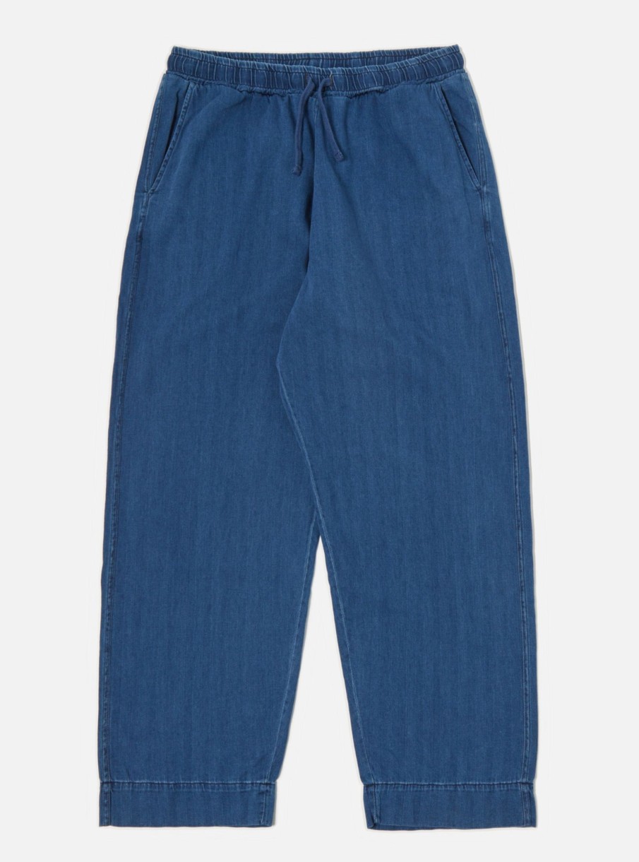 New Universal Works Universal Works Judo Pant In Washed Indigo Herringbone Denim