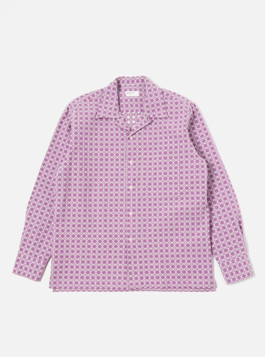 New Universal Works Universal Works L/S Camp Shirt Ii In Lilac Tile 2 Cotton