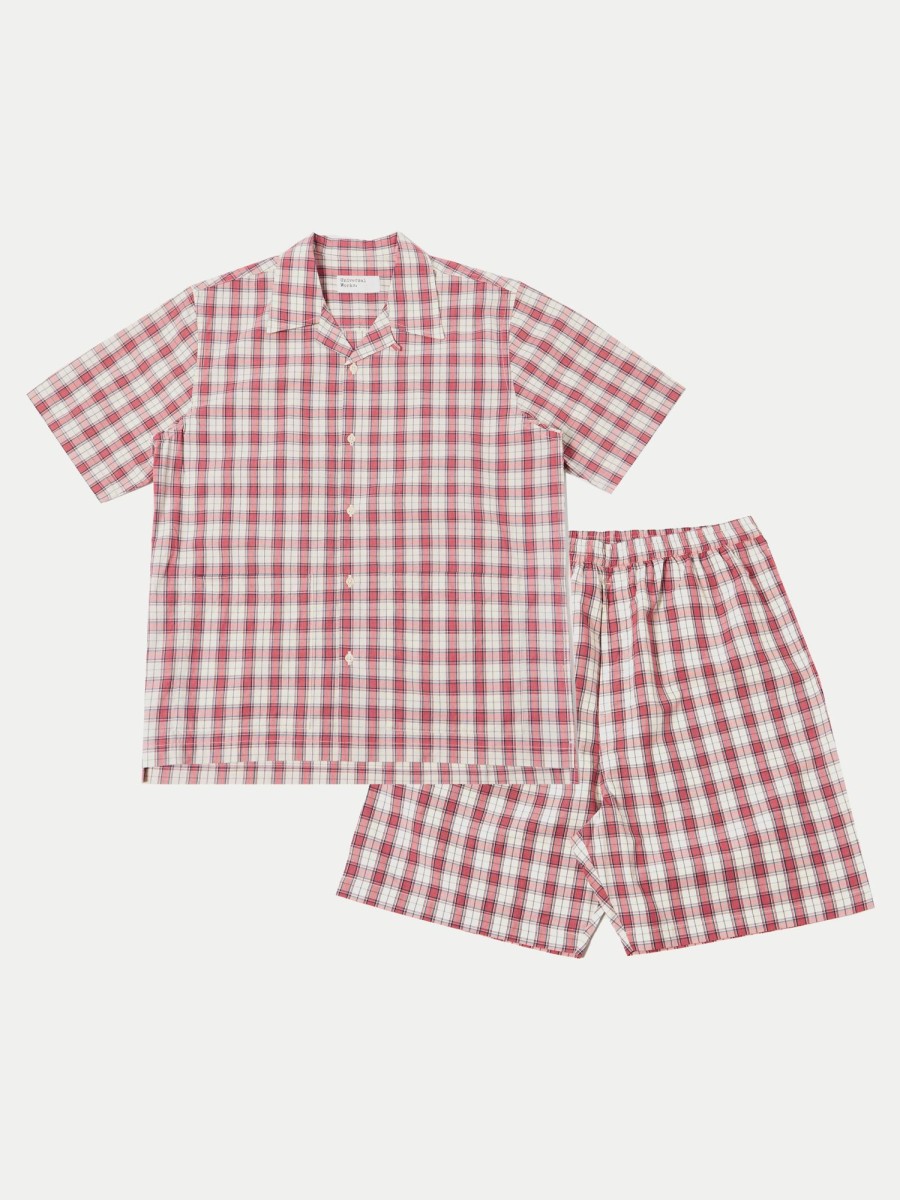 Online Universal Works Universal Works Short Pyjama Set In Red Cotton Check