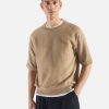 Wholesale Universal Works Universal Works Short Sleeve Sweatshirt In Sand Brush Back Sweat